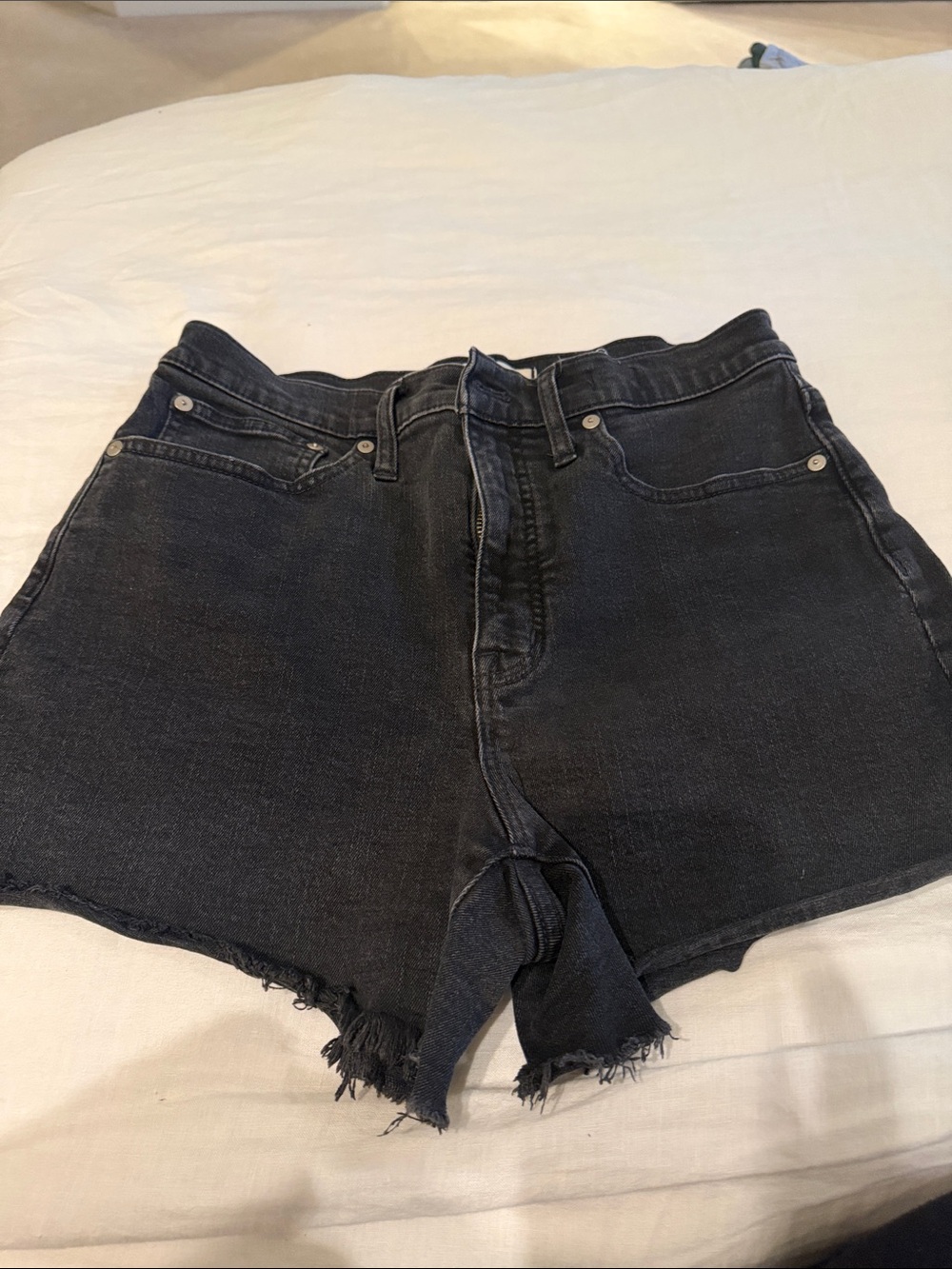 Madewell Black Cutoff High-Rise Denim Shorts